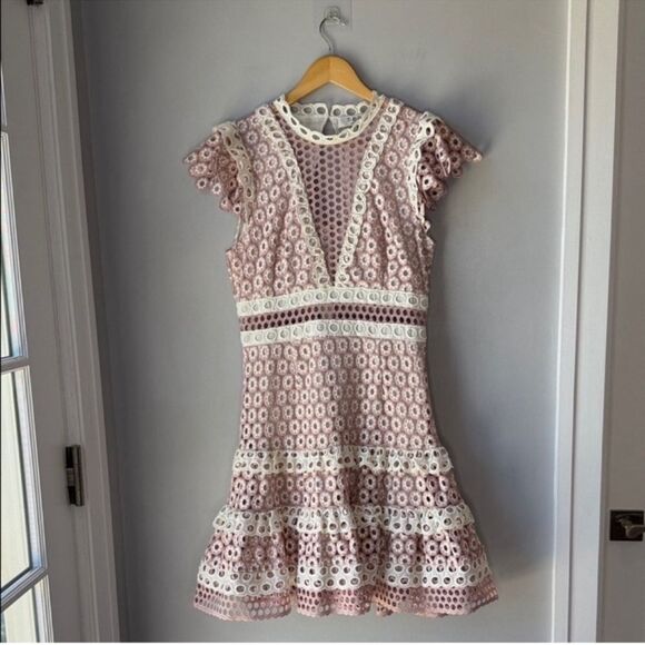 Sea New York Pink Crochet Lace Dress Coquette - Picture 4 of 13